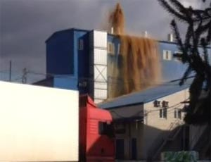 Над заводом в Воронеже забил огромный фонтан дрожжей (ВИДЕО) / Дрожжи вырываются из крыши цеха  и «сбегают» по стенам