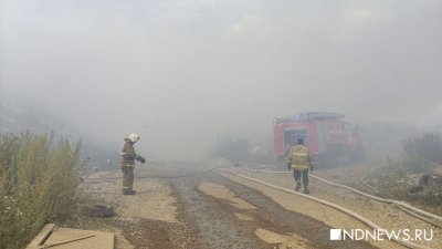 Горящую свалку в Березовском тушат 37 пожарных, 12 машин и беспилотник (ФОТО)