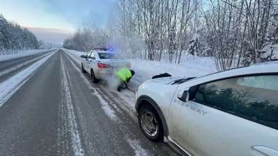 Автоинспекторы помогли водителю, застрявшему на трассе в сильный мороз (ФОТО)