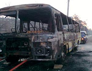 В Омской области сгорел пассажирский автобус