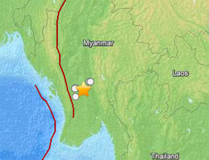 В Мьянме произошло землетрясение
