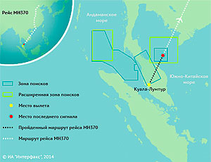 СМИ: Исчезнувший малайзийский самолет сменил курс