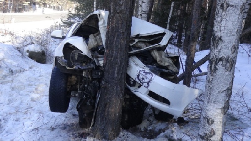 На Серовском тракте автомобиль вылетел в дерево: пострадали трое (ФОТО)
