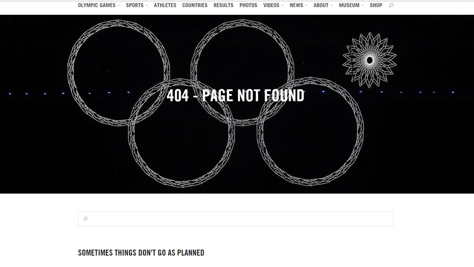МОК троллит Россию: ненайденную страницу на сайте украшает фото с нераскрытым кольцом с Игр в Сочи