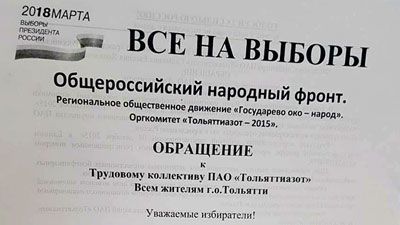 Захватчики «Тольяттиазота» вписались в предвыборную гонку