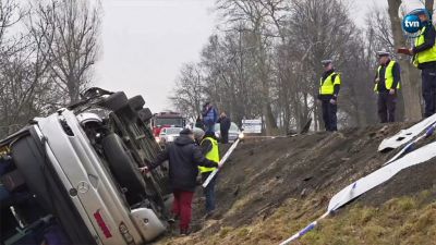 В Польше перевернулся автобус с российскими туристами