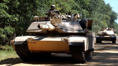 Американский Abrams застрял в польской канаве
