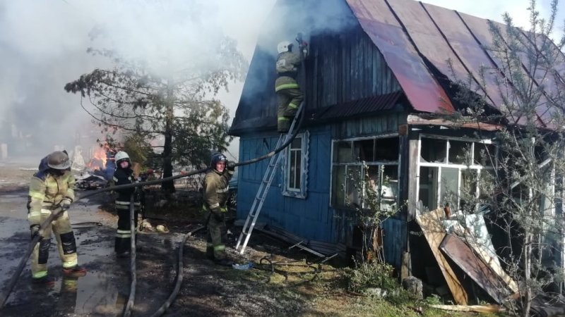 В Екатеринбурге горит СНТ «Луч», огонь уже уничтожил 13 садовых домов