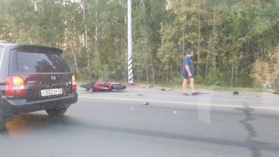 На трассе Екатеринбург – Тюмень мотоциклист без прав стал виновником ДТП
