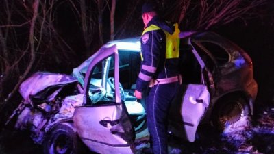 «Лада Калина» на летней резине врезалась в грузовик. Пострадали двое (ФОТО)