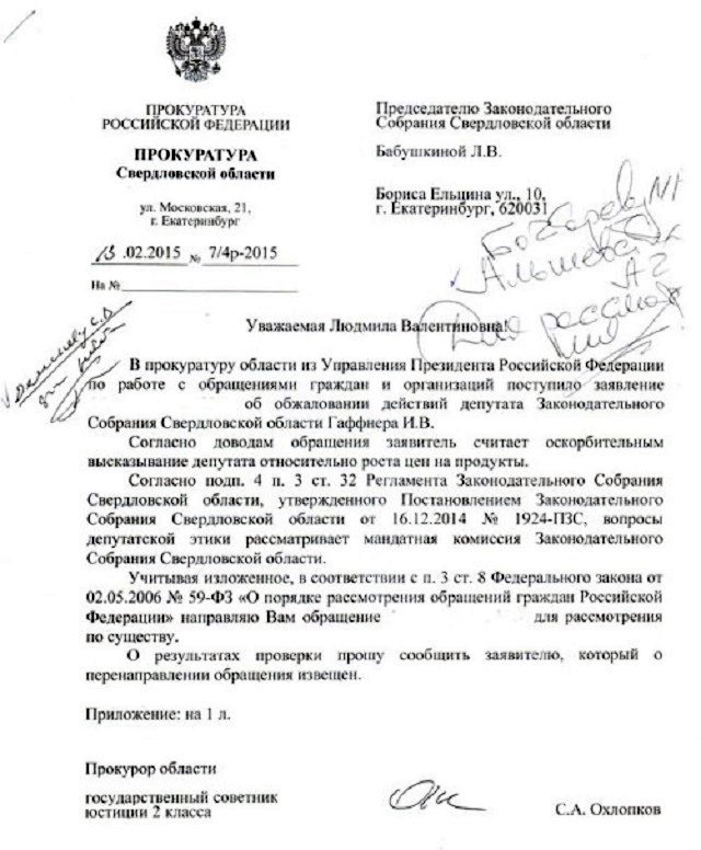 Новый Регион: На совет Ильи Гаффнера меньше питаться пожаловались Путину (ДОКУМЕНТЫ)