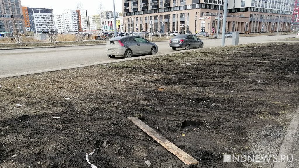 Гряземесы в деле: с приходом тепла газоны в Екатеринбурге превратились в кашу (ФОТО)