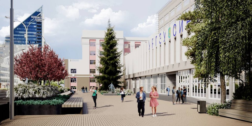 Перед УрГЭУ через год появится сквер (ЭСКИЗЫ)