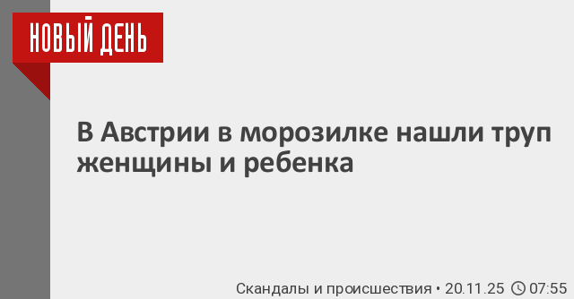 В Австрии в морозилке нашли труп женщины и ребенка