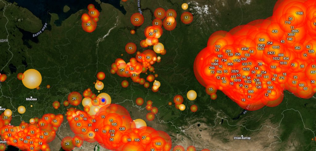 Карта пожаров в сибири