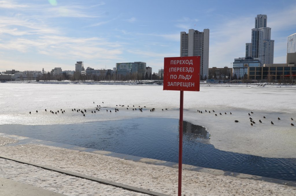 Новый День: Спасатели будут патрулировать Городской пруд Екатеринбурга из-за тонкого льда (ФОТО)