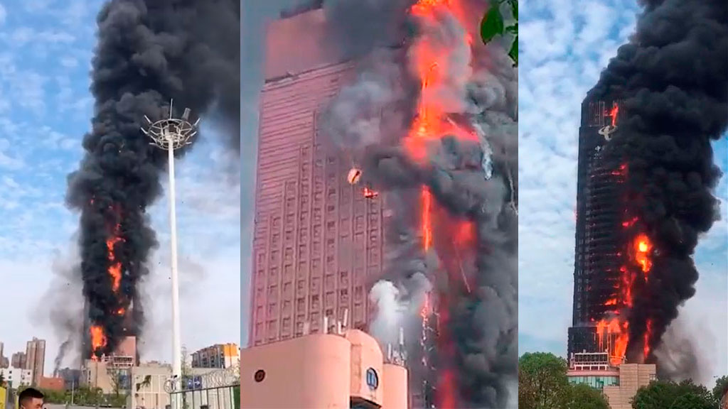 Новый День: В Китае сгорел дотла 200-метровый небоскреб