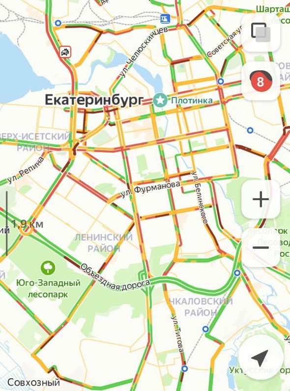 Новый День: Наутро после снегопада Екатеринбург встал в пробки, цены на такси взлетели