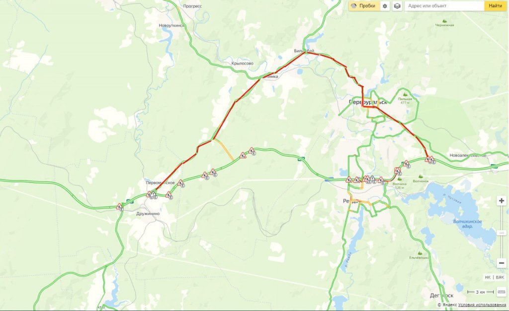 Новый День: Пермский тракт в сторону Екатеринбурга перекрыт из-за ДТП (СХЕМА ОБЪЕЗДА)