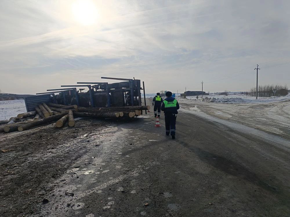 Под Туринском опрокинулся лесовоз (ФОТО)