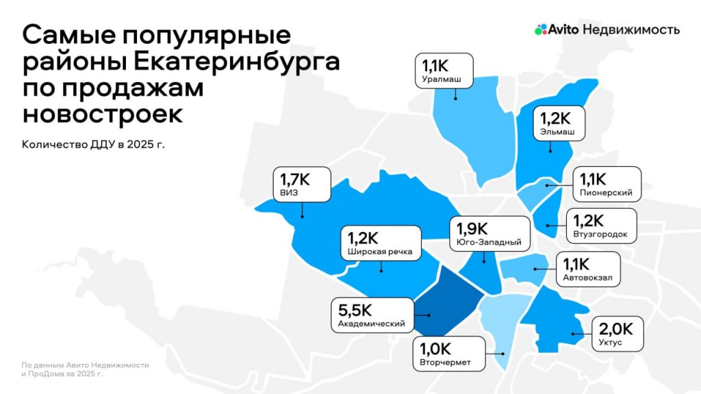 Аналитики назвали самые популярные районы Екатеринбурга по покупкам квартир в новостройках